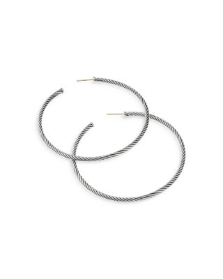 Sculpted Cable Sterling Silver Hoop Earrings