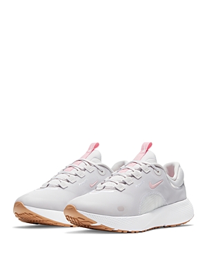 Nike Women's React Escape Run Lace Up Sneakers In Vast Gray/pink Glaze-summit White-white