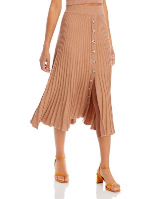 ribbed button midi skirt