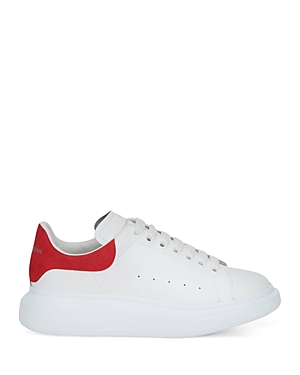 Alexander Mcqueen White Low Top Sneakers With Contrasting Heel With Embossed Logo Lettering In Leather Man In White
