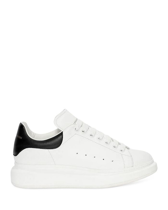 Shop Alexander Mcqueen Men's Oversized Leather Heel Detail Sneakers In White/black
