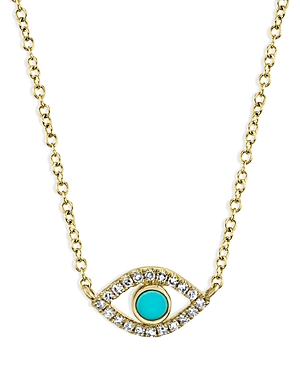 Moon & Meadow 14K Yellow Gold Turquoise & Diamond Eye Pendant Necklace, 18 - 100% Exclusive