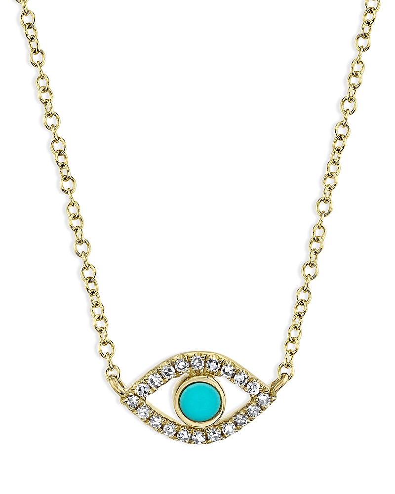 Moon & Meadow 14k Yellow Gold Turquoise & Diamond Eye Pendant Necklace, 18 - Exclusive In Turquoise