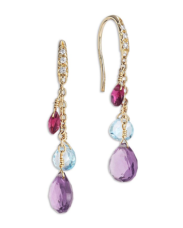 MARCO BICEGO 18K YELLOW GOLD PARADISE MIXED GEMSTONE DROP EARRINGS,OB1742-AB-MIX01A-Y