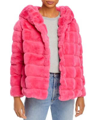 pink fur jacket with hood