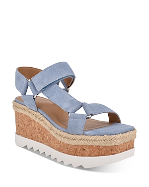 Marc Fisher Ltd Women's Gylian Platform Sandals In Light Blue Suede