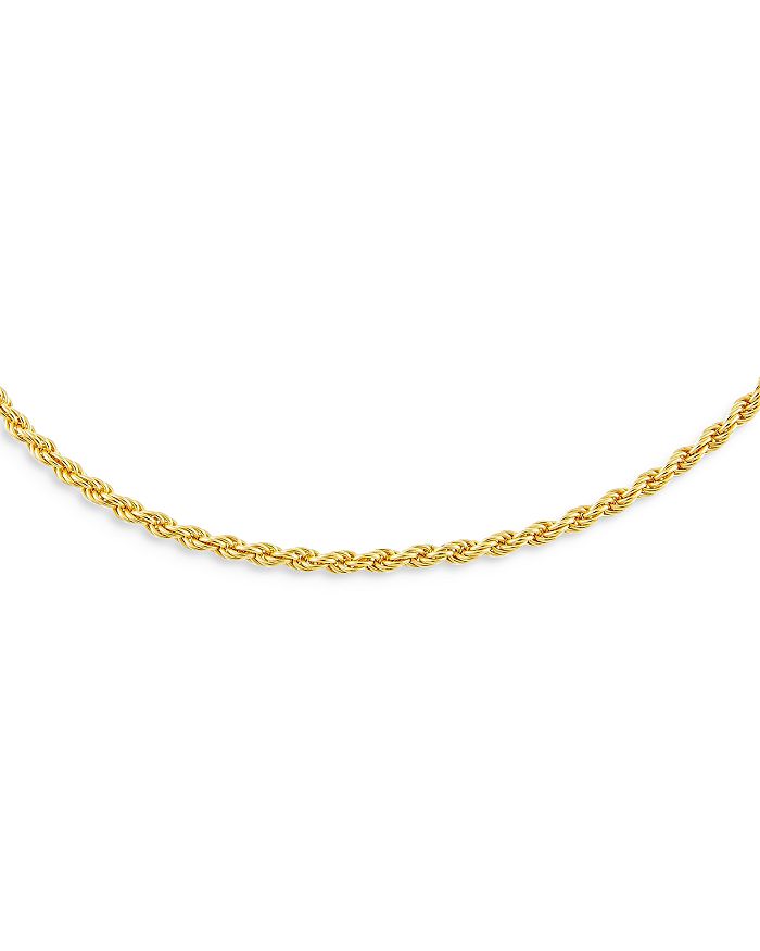ADINAS JEWELS ROPE CHAIN COLLAR NECKLACE IN GOLD TONE STERLING SILVER, 15,N02869GLD-777