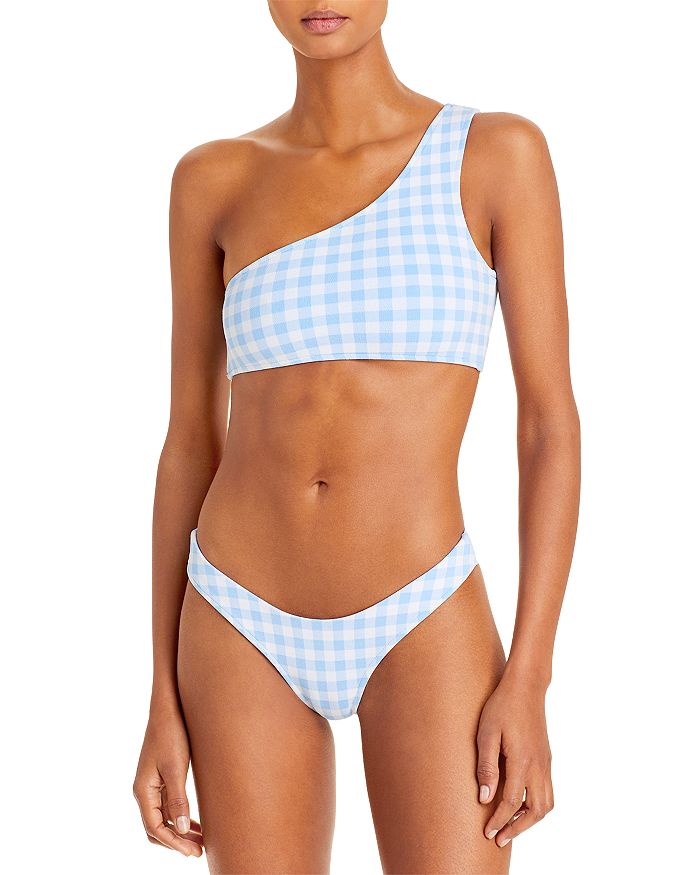 Frankies Bikinis Barb Gingham One Shoulder Bikini Top & Katarina Gingham Cheeky Bikini Bottom