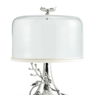 White Orchid Cake Stand with Dome