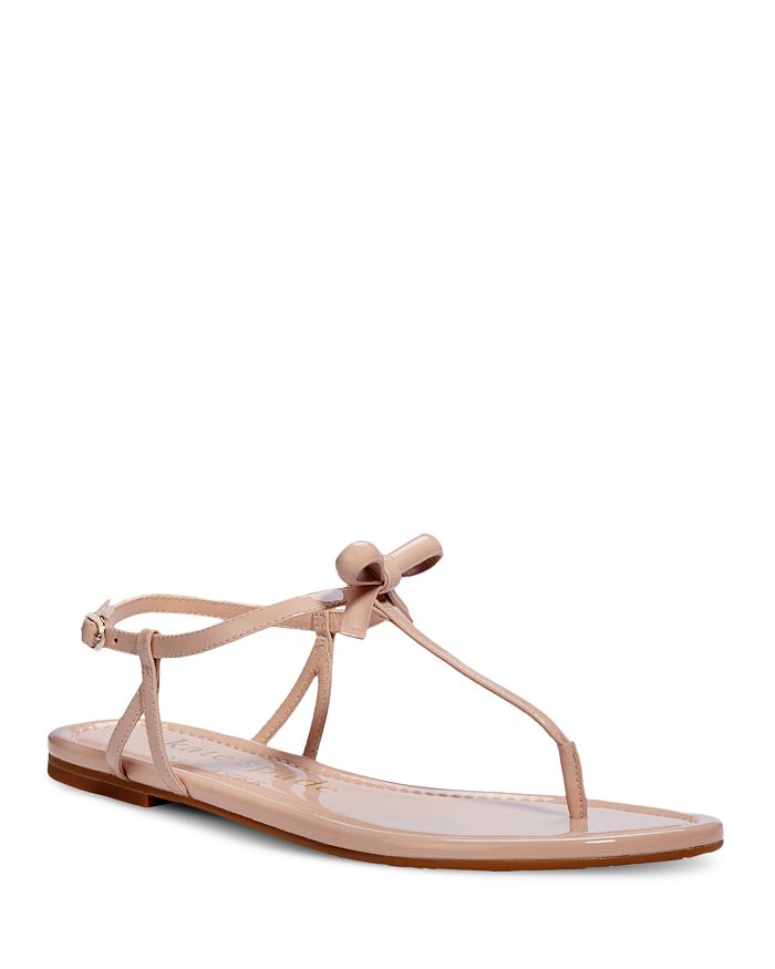 KATE SPADE KATE SPADE NEW YORK WOMEN'S PIAZZA KNOTTED BOW PATENT LEATHER THONG SANDALS,K3303