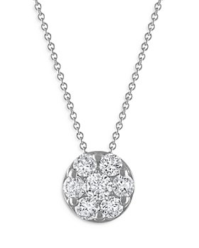 Bloomingdale's - Diamond Cluster Circle Pendant Necklace in 14K White Gold, 1.50 ct. t.w. - 100% Exclusive