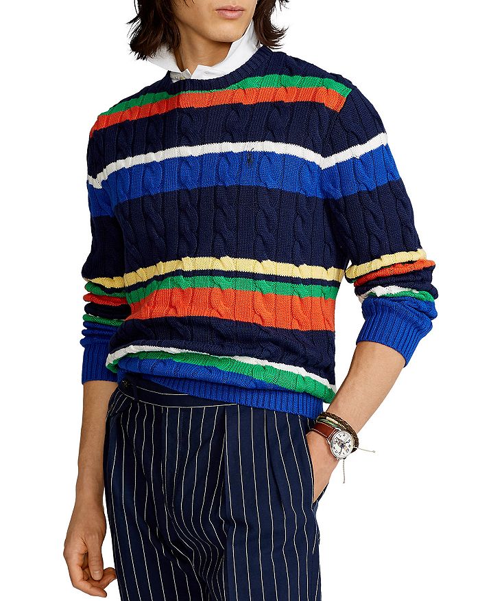 Polo Ralph Lauren Striped Cotton Cable Knit Sweater | Bloomingdale\'s