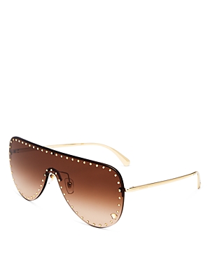 Versace Women's Rimless Shield Sunglasses, 142mm In Gold/brown Gradient