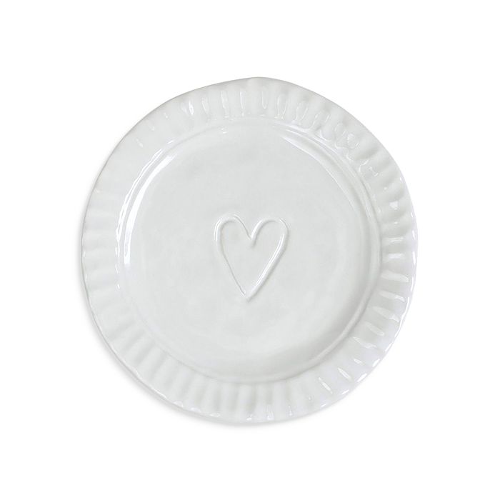 Shop Vietri Pietra Serena Heart Plate In Natural White