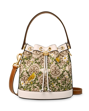 TORY BURCH T MONOGRAM JACQUARD BUCKET BAG,80861