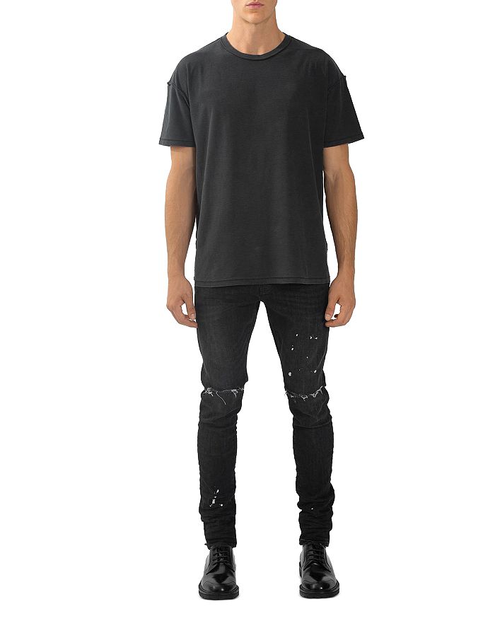 Shop Purple Brand P001-bos Slim Fit Jeans In Black Over Spray