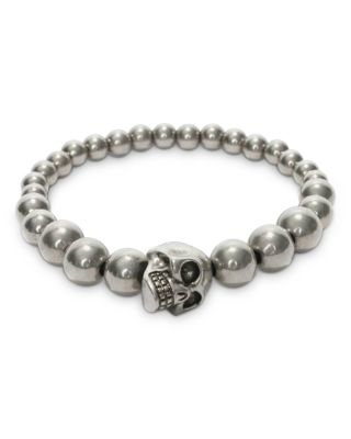 Skull &amp; Bead Stretch Bracelet