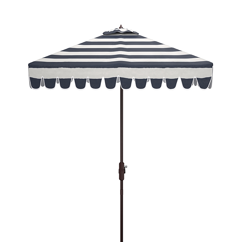 Safavieh Vienna 7.5 Ft Crank Square Umbrella In Navy/white
