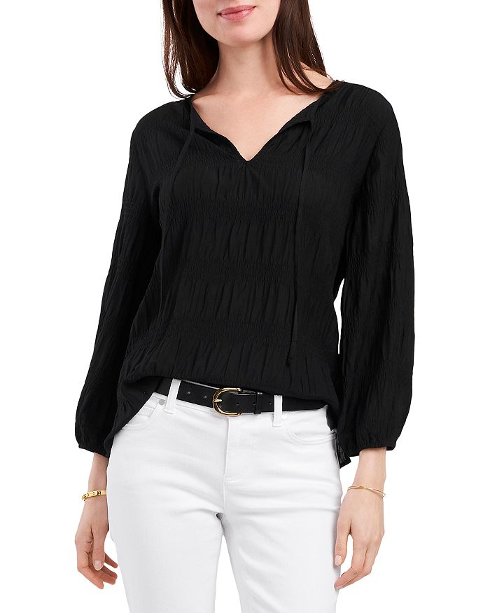 VINCE CAMUTO SMOCKED TEXTURED BLOUSE,9121050