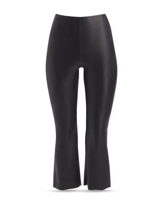 Faux Leather Cropped Flare Leggings