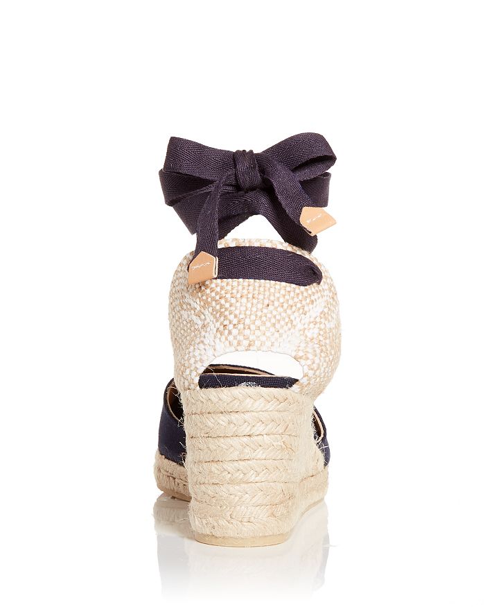 Shop Castaã±er Women's Carina Ankle Tie Espadrille Wedge Sandals In Azul Marin