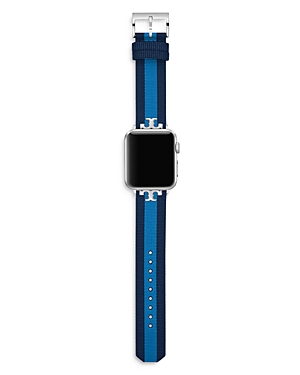 Tory Burch Striped Strap For Apple Watch, 38-40mm In Blue