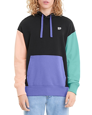 Puma Downtown Cotton French Terry Color Blocked Relaxed Fit Hoodie