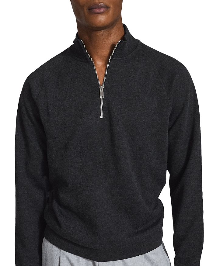 Reiss Blackhall Funnel Neck Half Zip Sweater In Charcoal