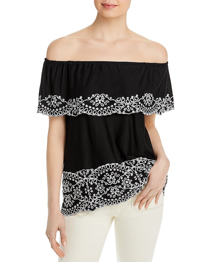Single Thread Embroidered On Off The Shoulder Top | Bloomingdale's