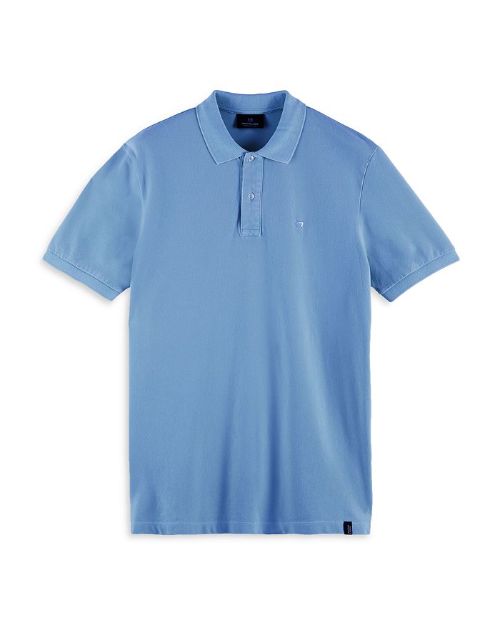 Scotch & Soda Organic Cotton Stretch Garment Dyed Slim Fit Polo Shirt In Seaside Blue