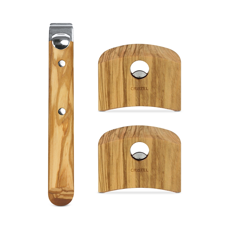 Cristel Casteline Olive Wood Handle Set In Tan