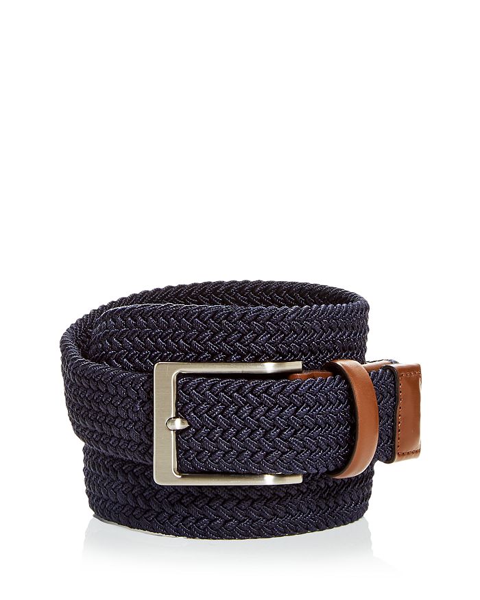 Shop The Men's Store At Bloomingdale's Woven Stretch Belt - 100% Exclusive In Khaki