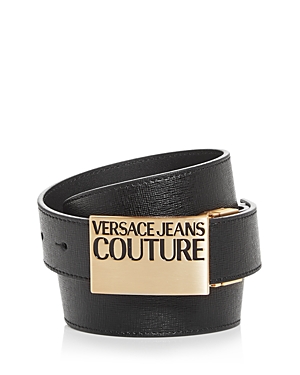 Versace Jeans Couture Men's Institutional Logo Buckle Leather Belt