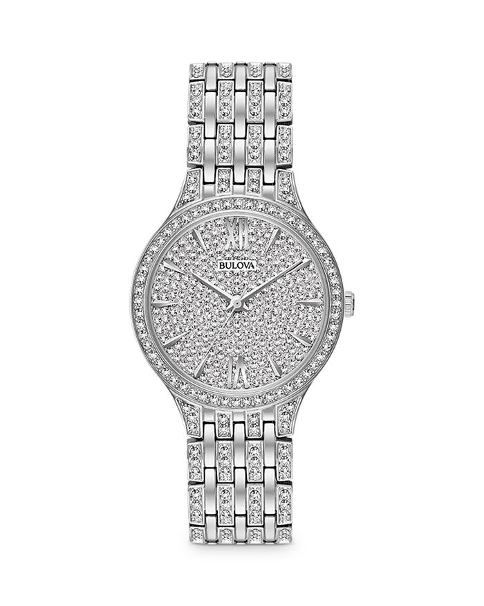 Shop Bulova Crystal Pave Watch, 32mm In Silver