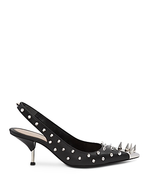Alexander McQUEEN Women's Pointed Toe Studded Leather High Heel Slingback Pumps