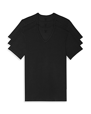 Shop Calvin Klein Cotton Stretch Moisture Wicking V Neck Tees, Pack Of 3 In Black