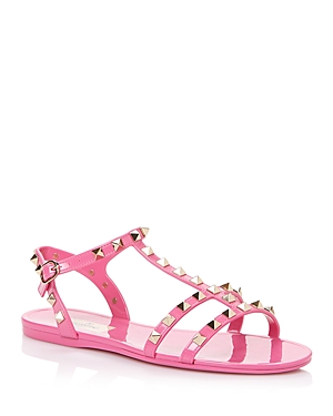 Valentino Garavani Rockstud-embellished Flat Sandals In Beige