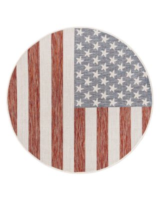 Jill Zarin Jill Zarin Outdoor Old Glory Round Area Rug, 6'7 x 6'7