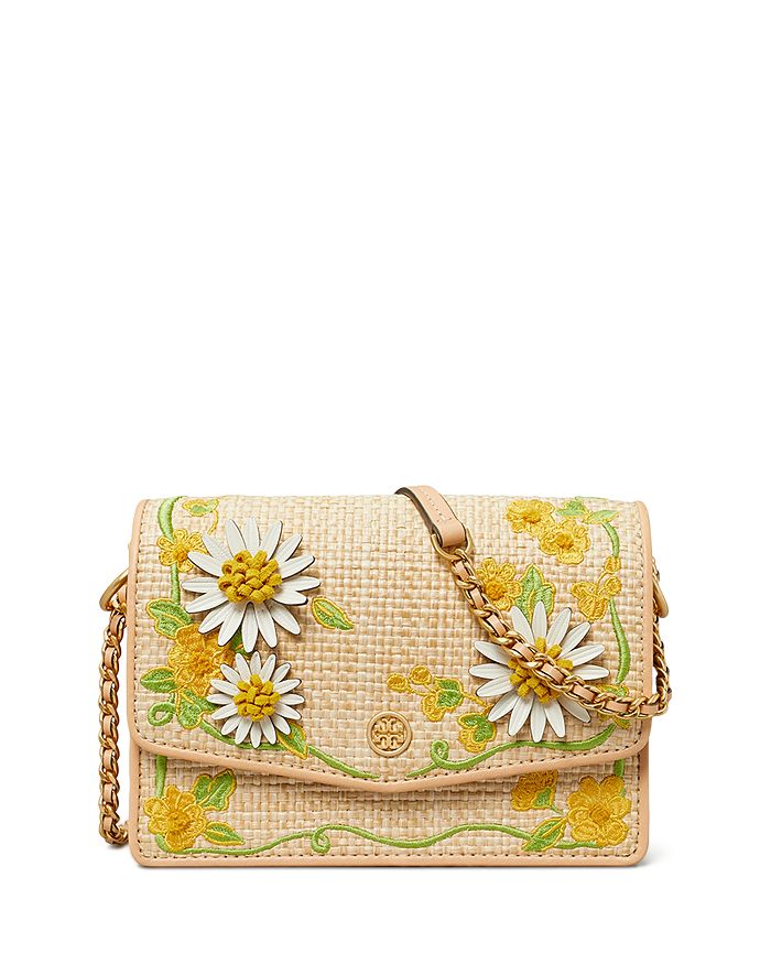 Tory Burch Robinson Mini Embroidered Straw Shoulder Bag | Bloomingdale's