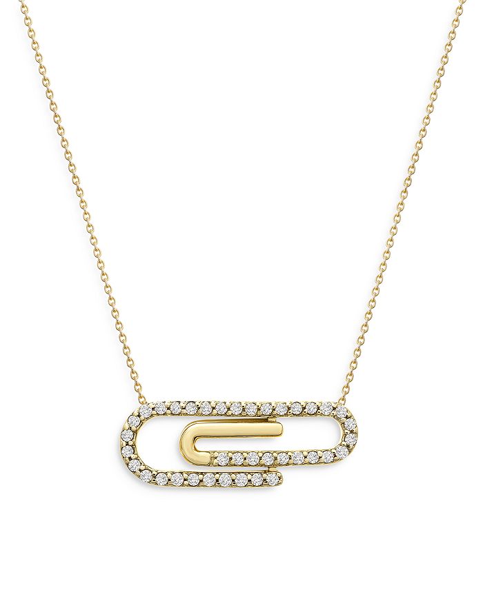 Bloomingdale's Diamond Paper Clip Necklace In 14k Yellow Gold, 0.25 Ct. T.w. - 100% Exclusive In White/gold