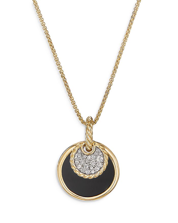 David Yurman - 18K Yellow Gold DY Elements&reg; Black Onyx, Mother-of-Pearl & Diamond Convertible Pendant Necklace, 17"
