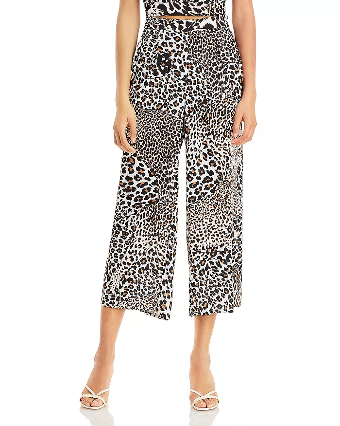 AQUA x Mary Katrantzou Leopard Print Cropped Pants