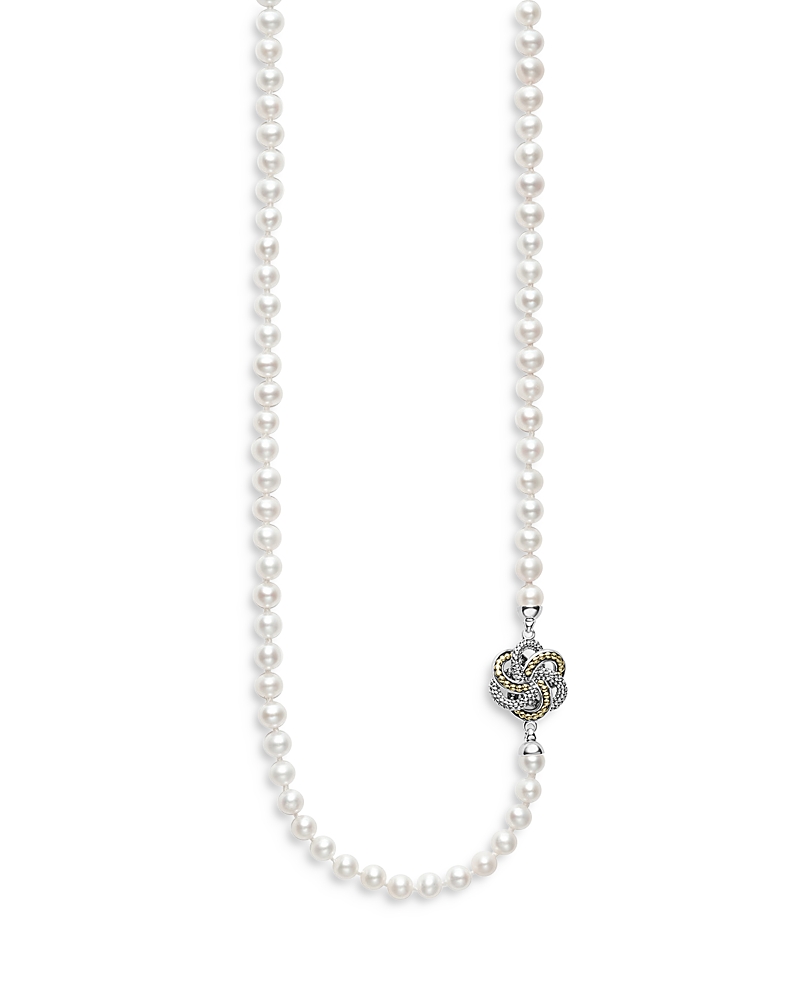 Lagos Sterling Silver & 18K Yellow Gold Cultured Pearl Station Necklace, 34