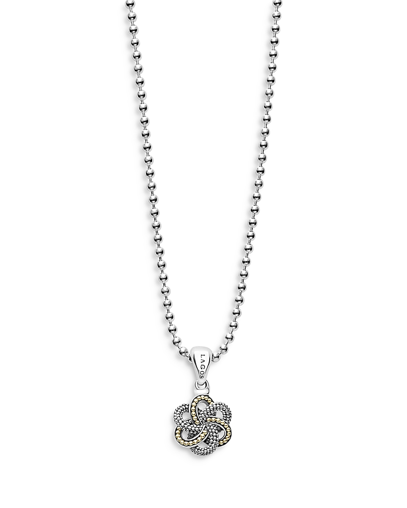 Lagos Sterling Silver & 18K Yellow Gold Love Knot Pendant Necklace, 18