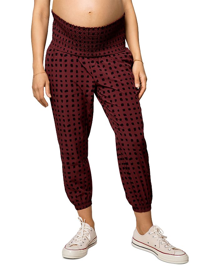 Ingrid & Isabel Maternity Printed Smocked Waist Jogger Pants