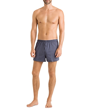 Hanro Sporty Mercerised Cotton Boxer Shorts In Lava Rock