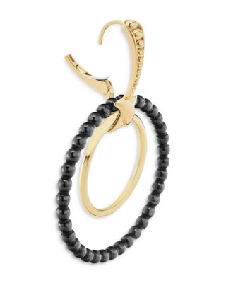 Meridian 18K Yellow Gold Caviar Ceramic Hoop Earrings