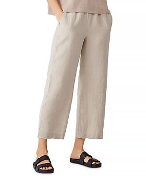 Eileen Fisher Straight Leg Organic Linen Ankle Pants In Natural