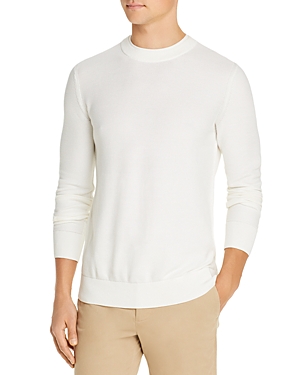 Theory Riland Pique Cotton Crewneck Sweater In Off White
