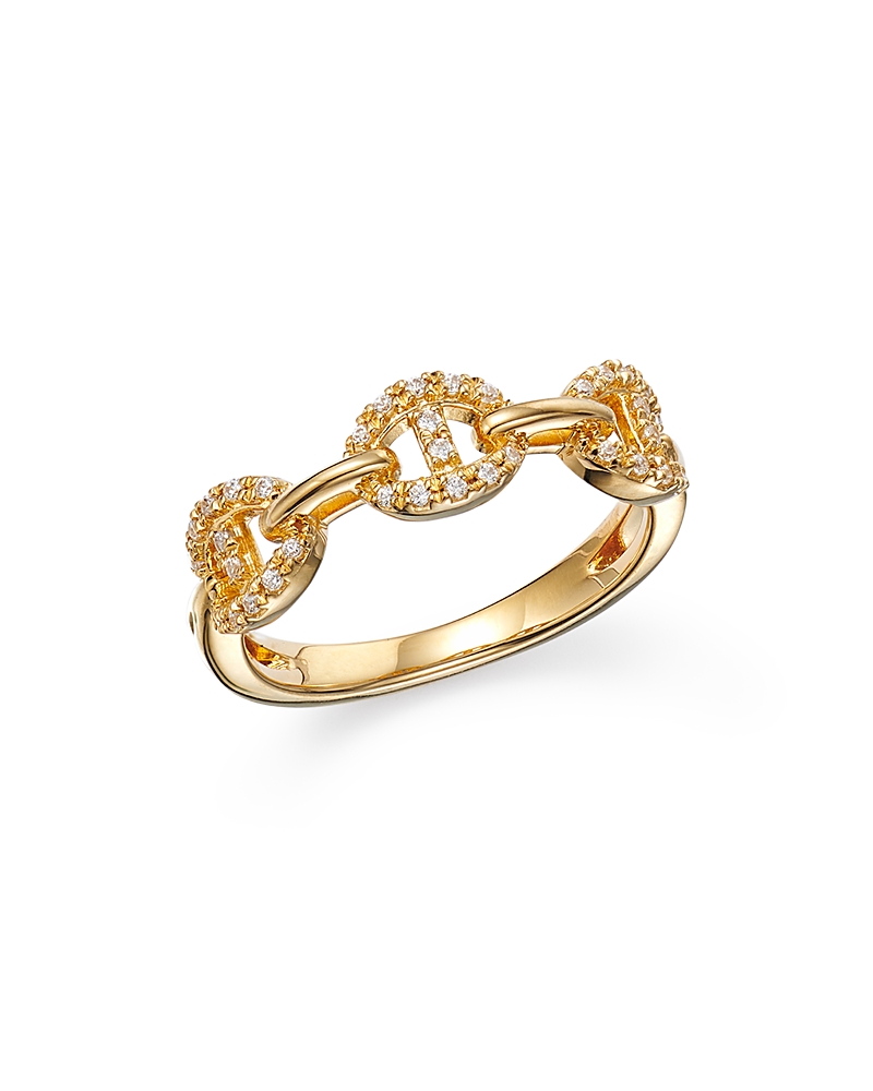 Bloomingdale's Diamond Interlocking Ring In 14k Yellow Gold, 0.14 Ct. T. W. - Exclusive In Gold/. Ct. T.w